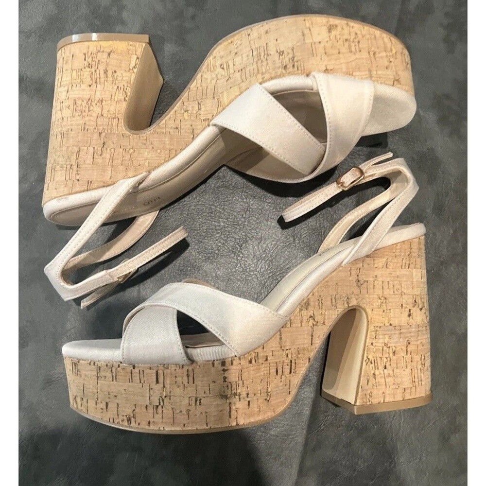 Madden Girl Cork Platform Heeled Sandals 9.5 Boho